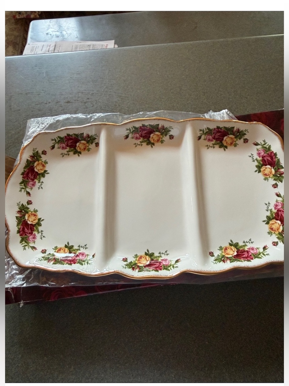 ROYAL ALBERT OCR 3 partition Serving Tray, 17.5”x9.5”, New in Box, Royal Doulton